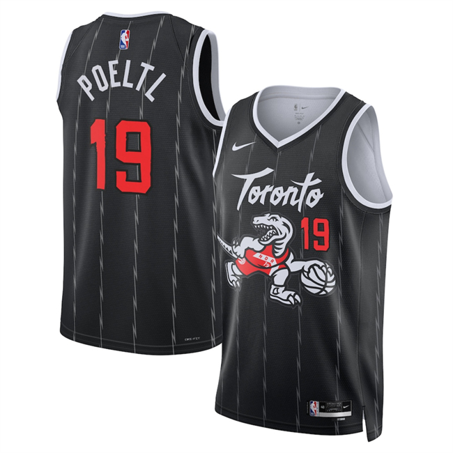 Men's Toronto Raptors #19 Jakob Poeltl Black 2025/26 City Edition Stitched Basketball Jersey